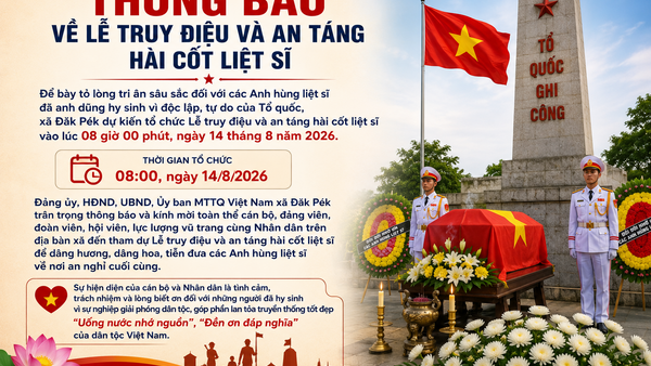 Thông báo về Lễ truy điệu và an táng hài cốt liệt sĩ