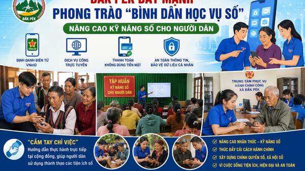 Đăk Pék đẩy mạnh Phong trào “Bình dân học vụ số”, nâng cao kỹ năng số cho người dân