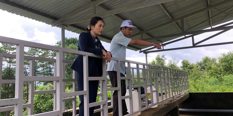Lãnh đạo xã Đăk Pék kiểm tra hệ thống cấp nước sinh hoạt trên địa bàn